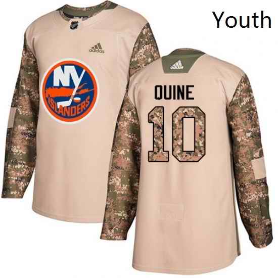 Youth Adidas New York Islanders 10 Alan Quine Authentic Camo Veterans Day Practice NHL Jersey